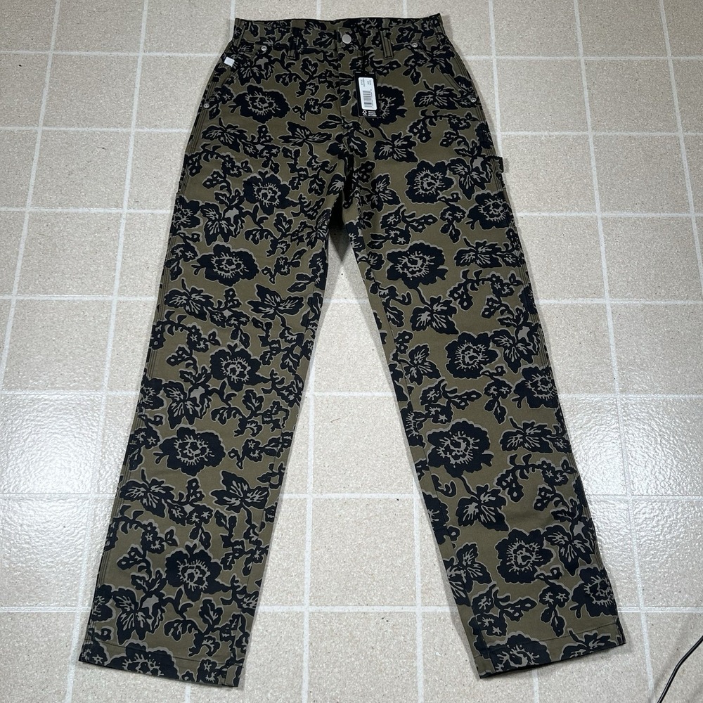 Dickies Camo Floral Print Carpenter Pants Workwear Mens 28x32 NWT Olive Green